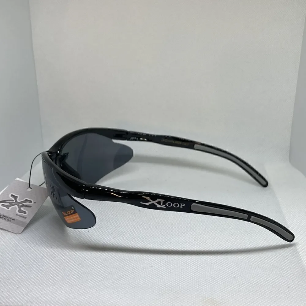 X-Loop Mens Semi-Rimless Mens Dark Lens Sunglasses